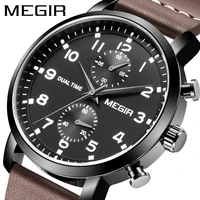 megir casual luminous solid steel strip watches men business chronograph calendar 3 pin design wristwatch amry 2typesbox2160