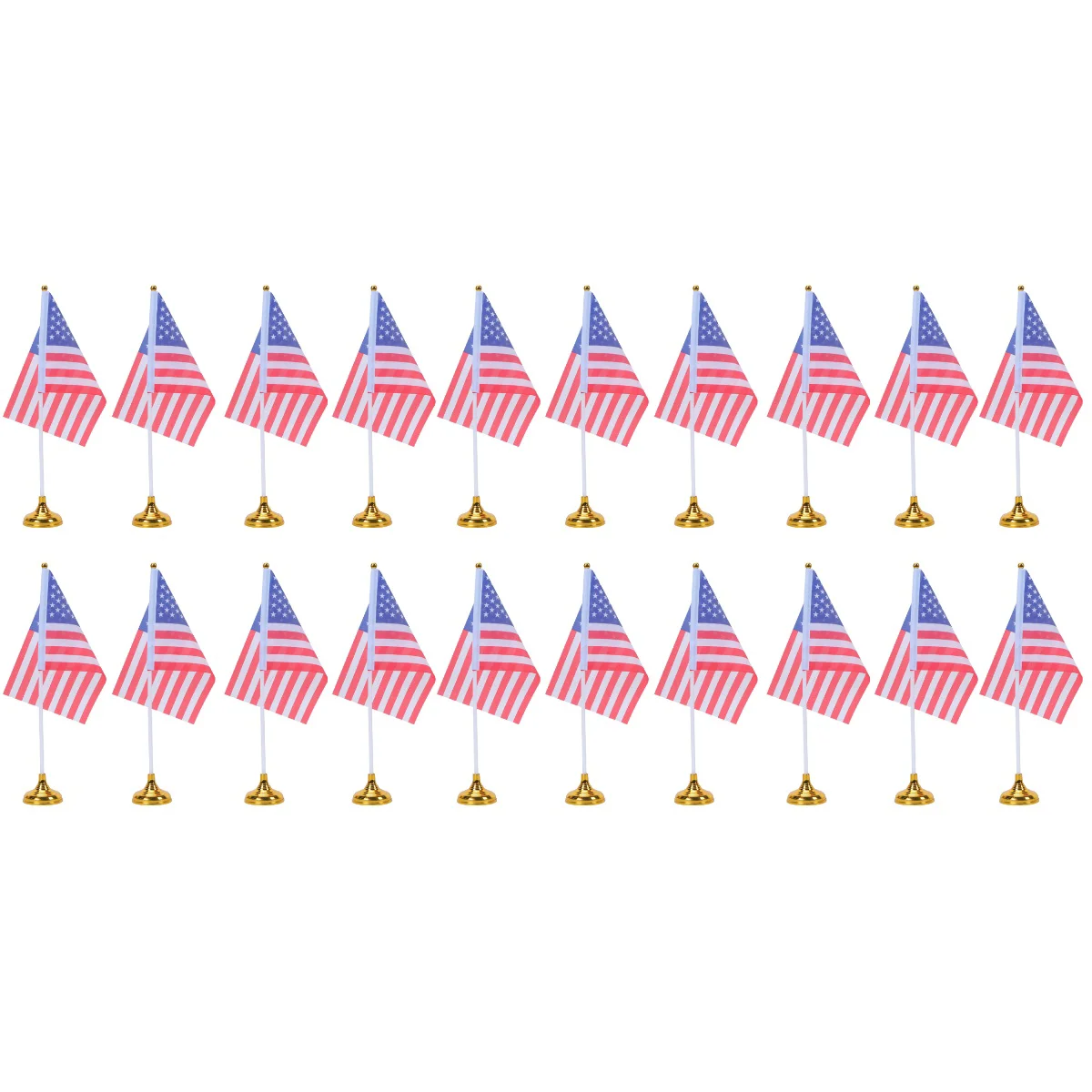 

96 Pcs Creative American Desktop Flag USA National Country Flag Tabletop Flags Desk Decoration for Home Office (24 Gold Round