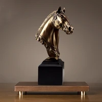 gold horse head art statue sculpture resin home decor model living room bedroom ornaments statue figure statue figure