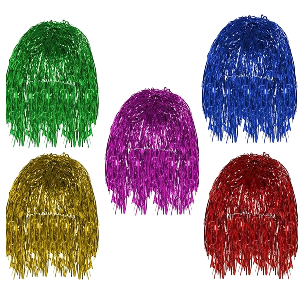 

5pcs Foil Tinsel Party Wigs Shiny Hair Wigs Colorful Fake Hair Costume Party Wigs for Holiday