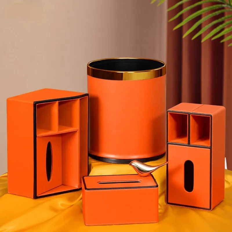 

Оранжевая корзина для мусора, контейнер для салфеток в гостиной, креативный стиль в скандинавском стиле, роскошные высококачественные сетчатые красные ящики для хранения