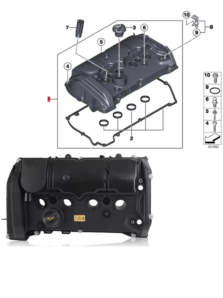 

OEM 11127646553 11127601863 Верхняя крышка клапана головки блока цилиндров двигателя для BMW N13 F20 F21 F30 114i 120i 2011-2016 Крышка головки блока цилиндров