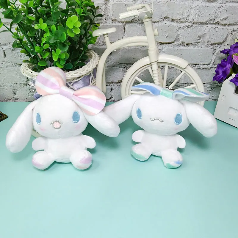 

Kawaii Sanrioed Anime Cartoon series Cinnamoroll Cute Cartoon Doll Soft Plush keychain Backpack pendant Kid Toys festival Gift
