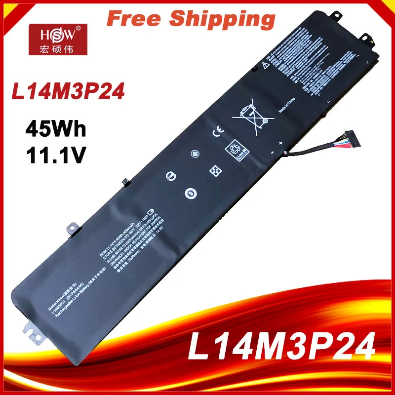 Аккумулятор L14M3P24 для ноутбука Lenovo IdeaPad Y700-14ISK 700-15ISK 700-17ISK Legion Y520-15IKBA L16S3P24 45 Вт/4050 мАч
