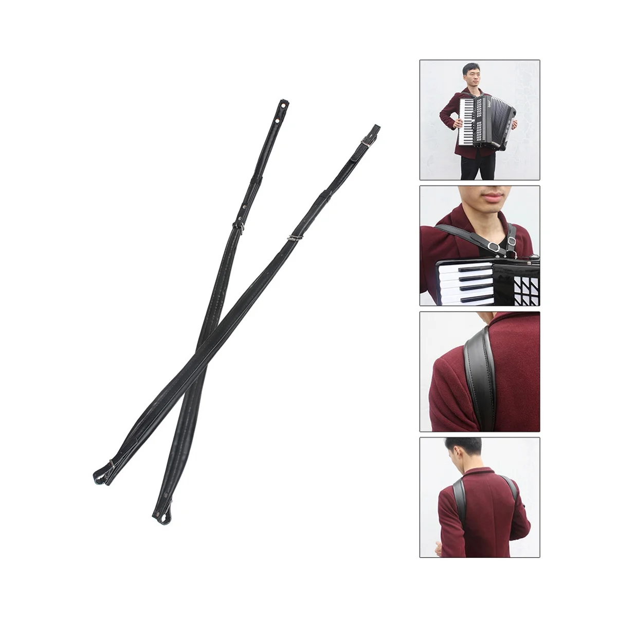 

Leather Accordion Strap Waterproof Adjustable 16 Bass-120 Bass Accordion Universal Shoulder Strap (Black)