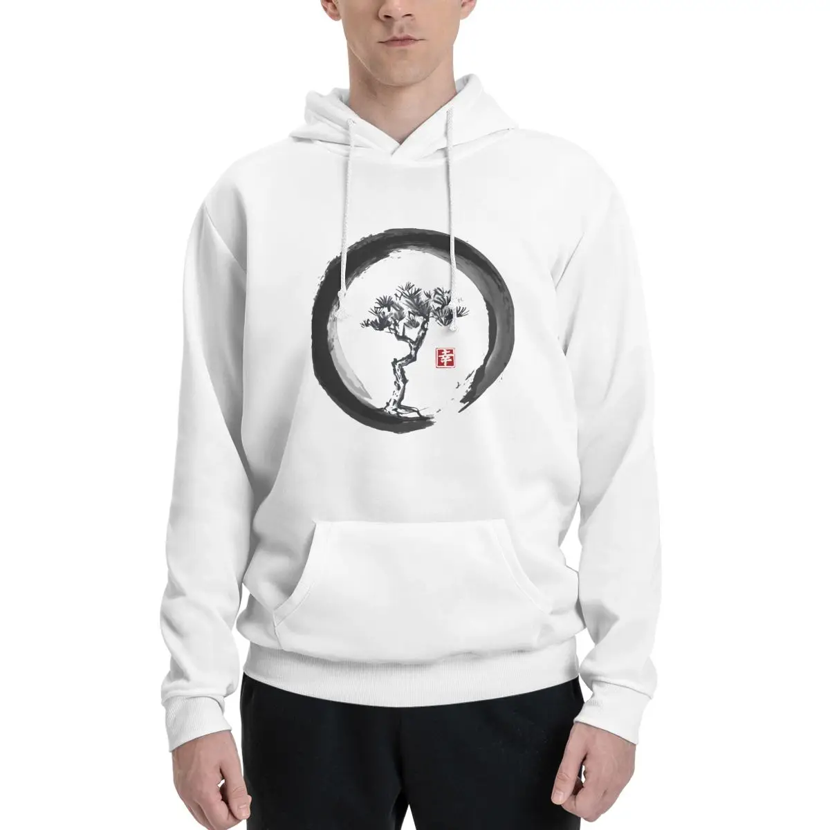 

Enso Circle And Bonsai 9 Couples Plus Velvet Hooded Sweater Funny Vintage With hood pullover Activity competition sexy