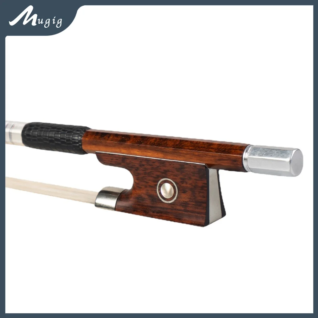 Enlarge Mugig Professional Violin Bow Master Snakewood Bow 4/4 Violin Bow W/Snakewood Frog Mongolian Horsehair Fast Response