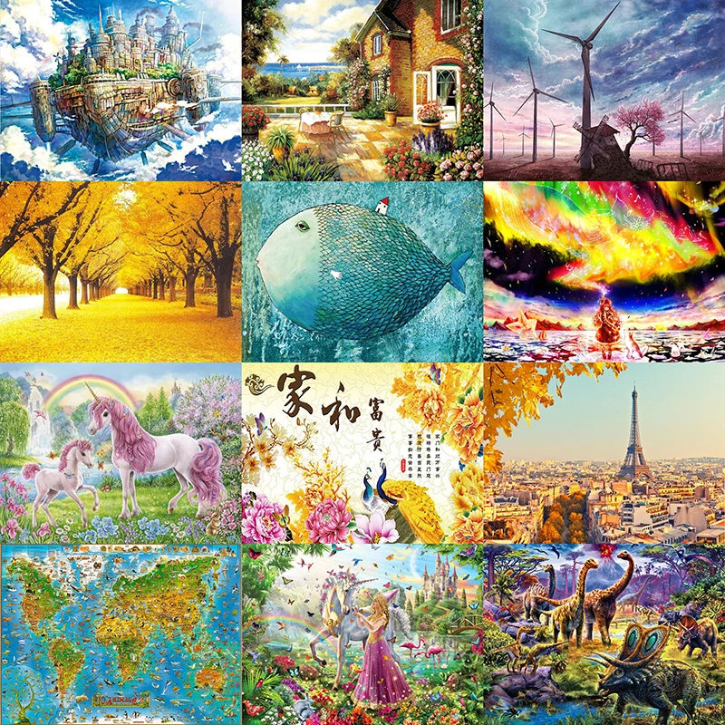 

Huge Wooden Puzzle 6000 Pieces Living Room Decoration 180x106cm Landscape Animal Jigsaw Toy Museum Art Collection Gift Wholesale