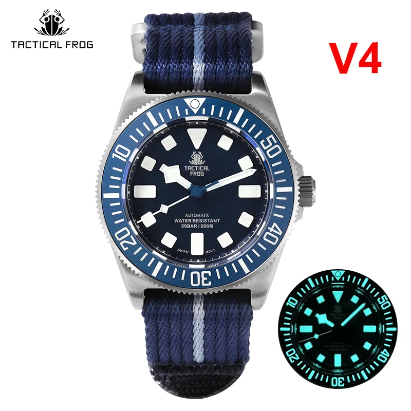 

Tactical Frog FXD V4 Titanium Dive Watch For Men 42mm NH35 Movement Automatic Mechanical Sapphire 200M Waterproof BGW-9 Luminous