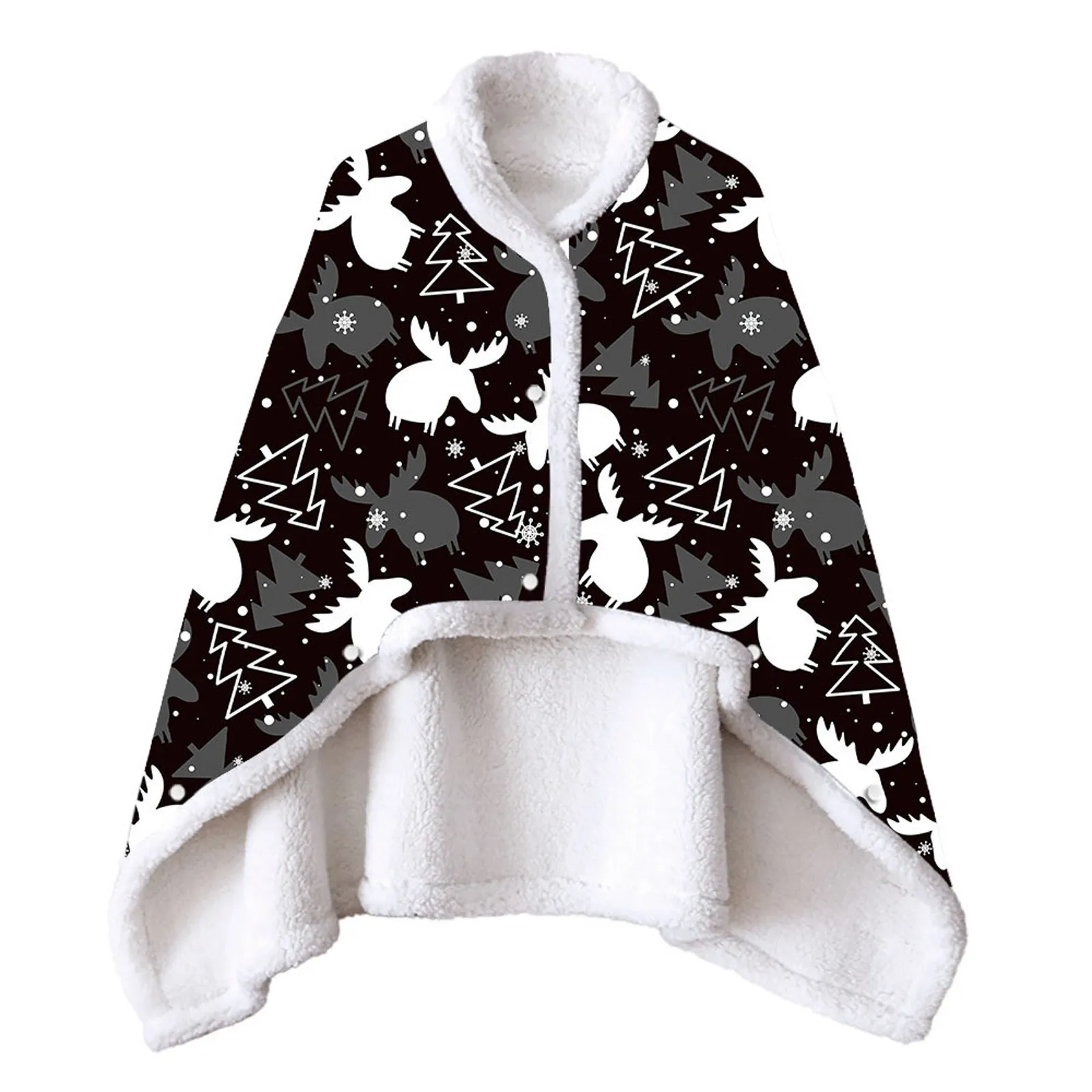 

Blanket Cardigan Knitted Double Christmas And Blankets Baby Sofa Sided Winter Cape Women Hat Scarf Blanket Scarf Black White