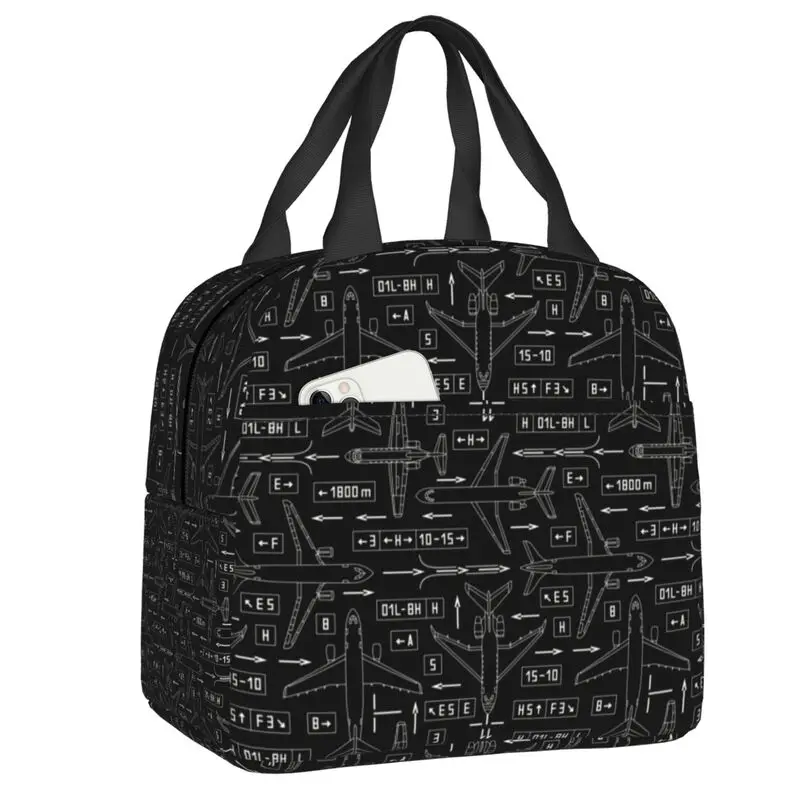 

Теплоизолированная сумка для ланча в полоску с капитаном Боинг 777X, для авиатора, летчика-авиатора, тепловой охладитель, Детская сумка для ланча, для школы и детей