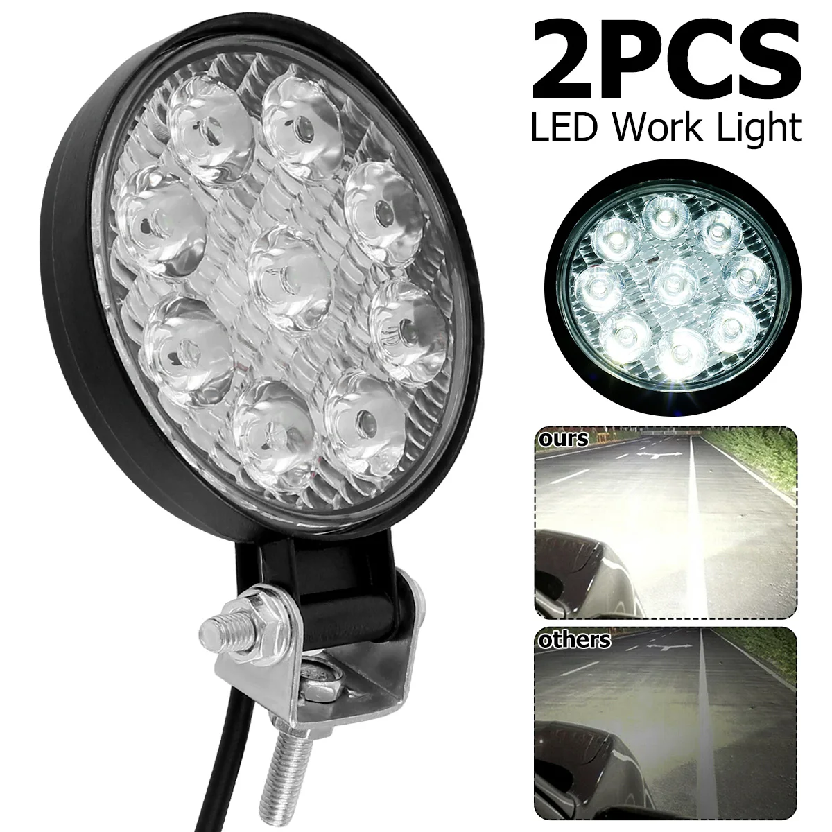 

2PCS LED Headlight 480W Round LED Work Light 6000K 5000LM Headlight Backup Lighting for Off-road Car Van Truck Driving Lights