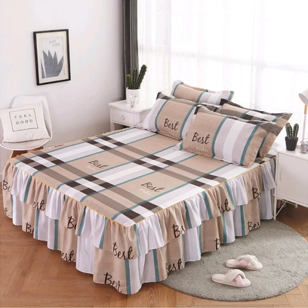 

Thickened Bedspread Bedroom Fitted Sheet Cover Soft Non-Slip King Queen Bed Skirt Wedding Bedskirt(Need Order Pillowcase)