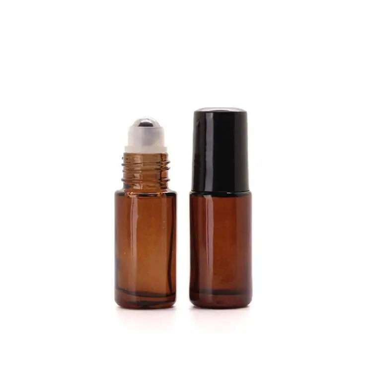 

Thick Amber Refillable 5ml MINI ROLL ON GLASS BOTTLES ESSENTIAL OIL Steel Metal Roller ball fragrance PERFUME SN1734