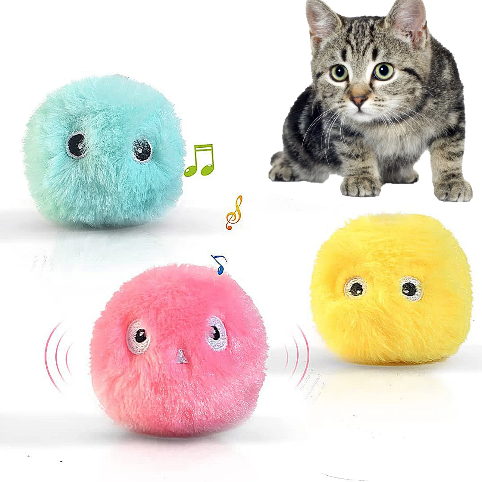 

Cute Pets Barking Balls Vocal Self-hey Cat Toy Balls Funny Cat Sticks Catnip Gravitational Barking Balls Funny Interactive Toy