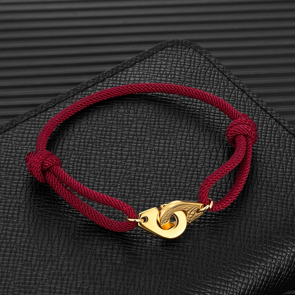 

MKENDN New Stainless Steel Handcuff Bracelet For Women Men Adjustable Rope Bracelet Menottes Bijoux Corde Couple Jewelry Gifts