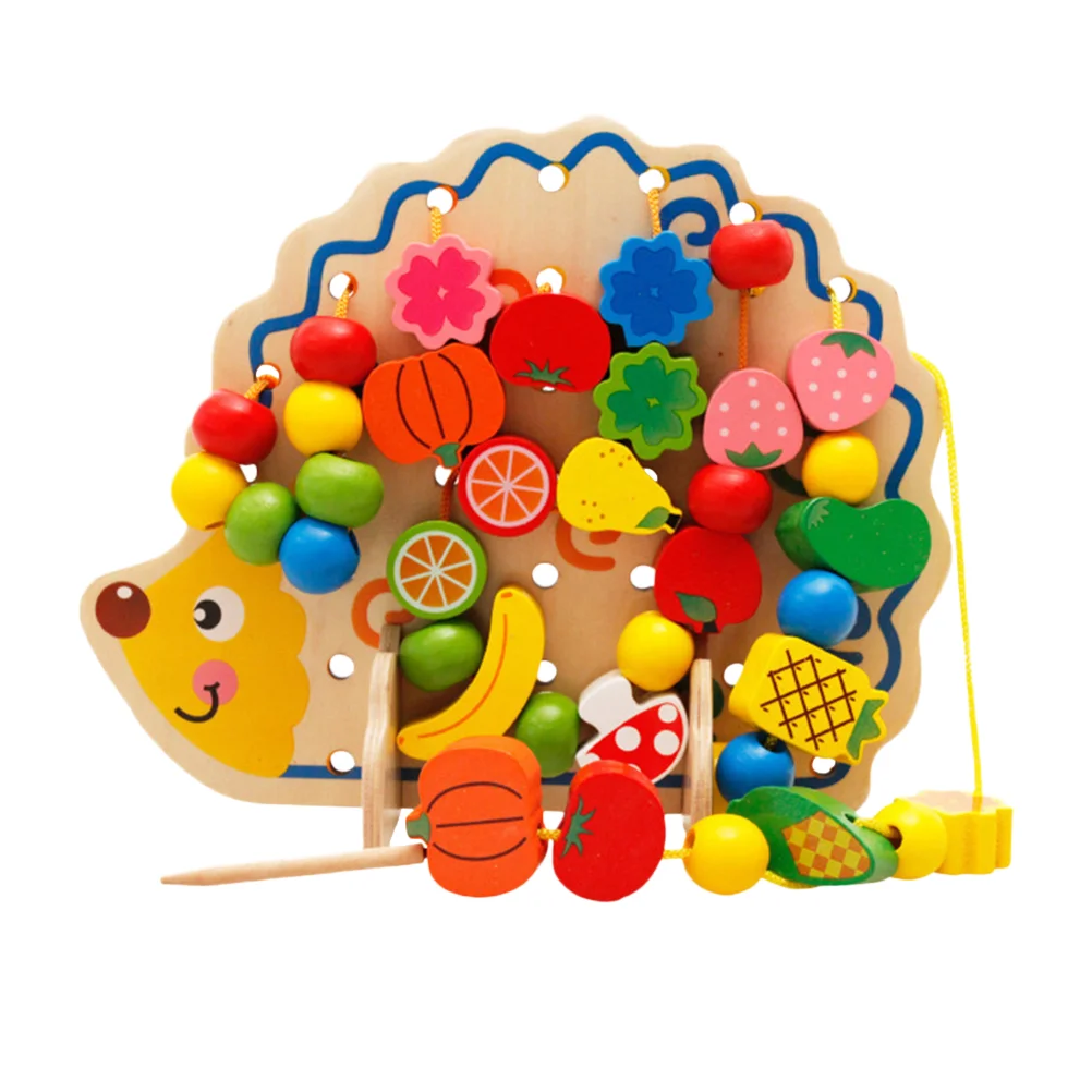 

1pc Children's Educational Wooden Animal Stringing Beads Hedgehog Shaped Bead Game for Kids Children Toddlers