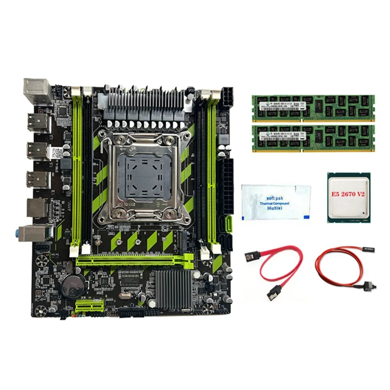 

X79G LGA2011 4XDDR3 Slot M.2 PCI-E X16 USB SATA3.0 Motherboard+E5 2670 V2 CPU+2X4G DDR3 RAM+Switch Cable+Thermal Grease