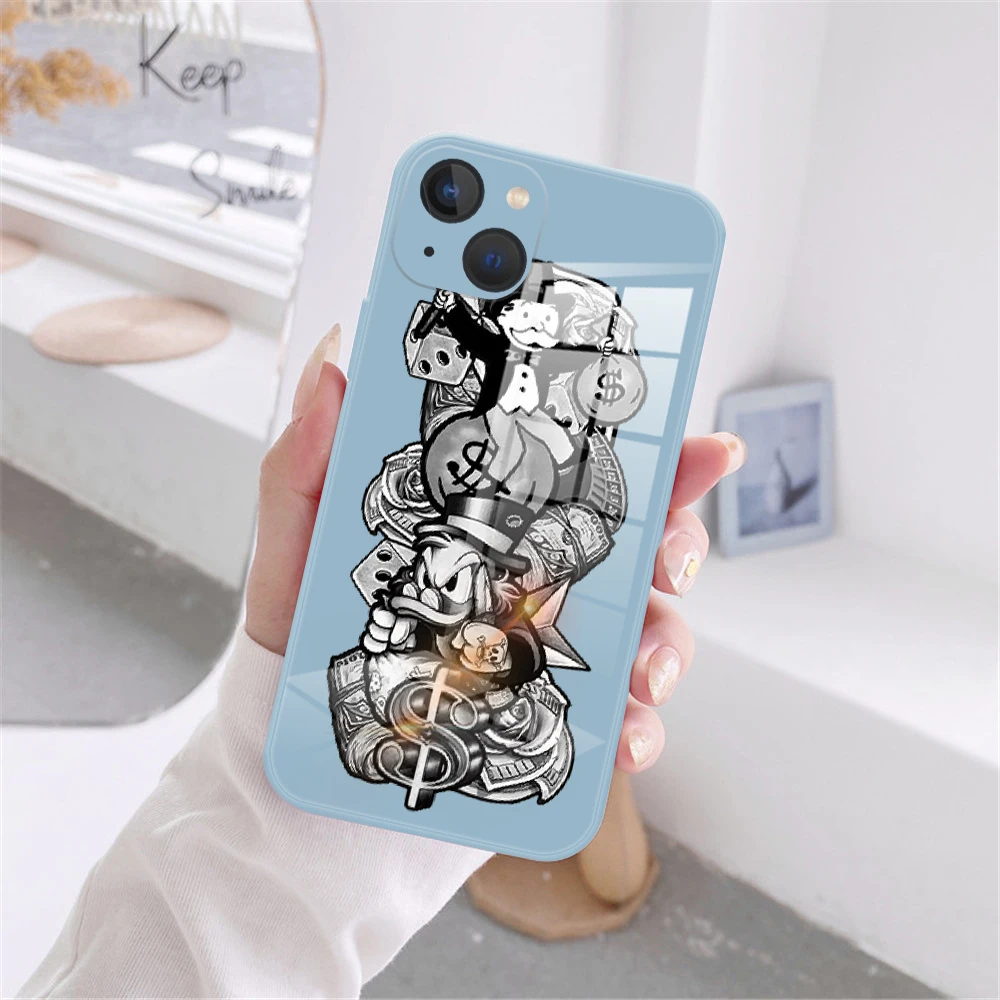 Популярный трендовый мультяшный чехол-бампер из закаленного стекла для iPhone 11 12 13