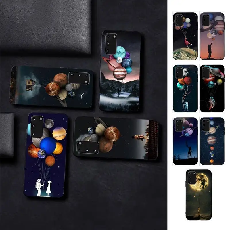 

Sky Space planet Moon stars Soft Phone Case for Samsung S10 21 20 9 8 plus lite S20 UlTRA 7edge