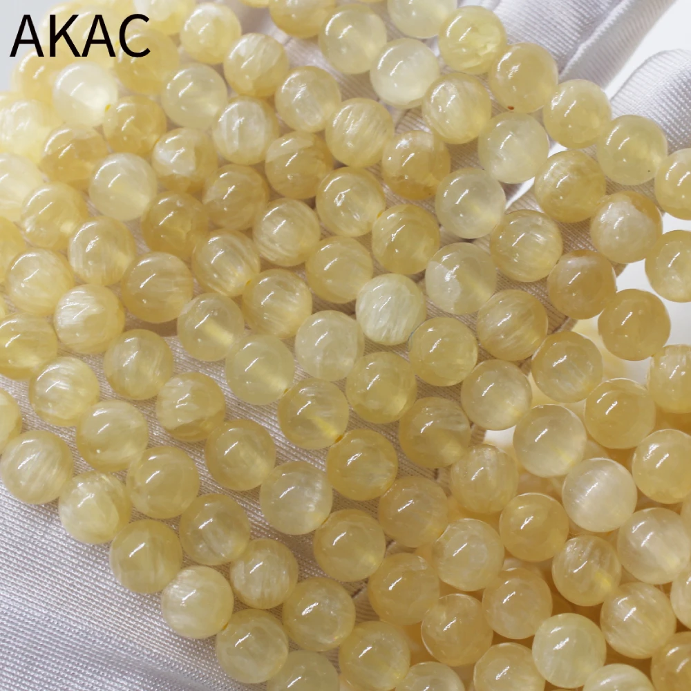 

Бусины из 100% натурального желтого кальцита для самостоятельного изготовления, 1 нить AKAC прибл. 8 м, 46-48 бусин