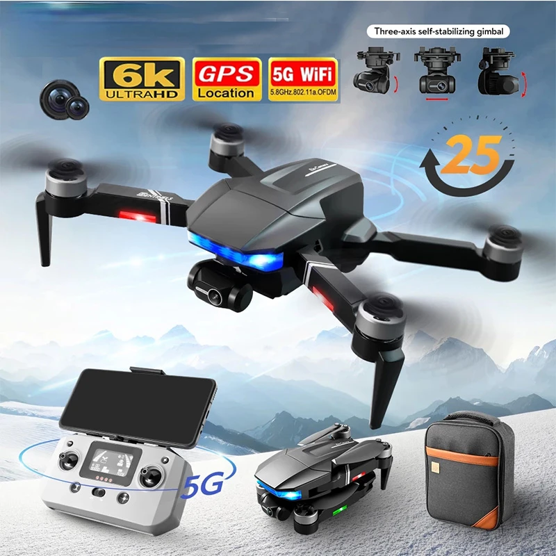 

2023 New Profesional Drone 6K HD Camera 5G GPS 3-Axis Gimbal Anti-Shake Brushless helicopter Foldable RC Quadcopter