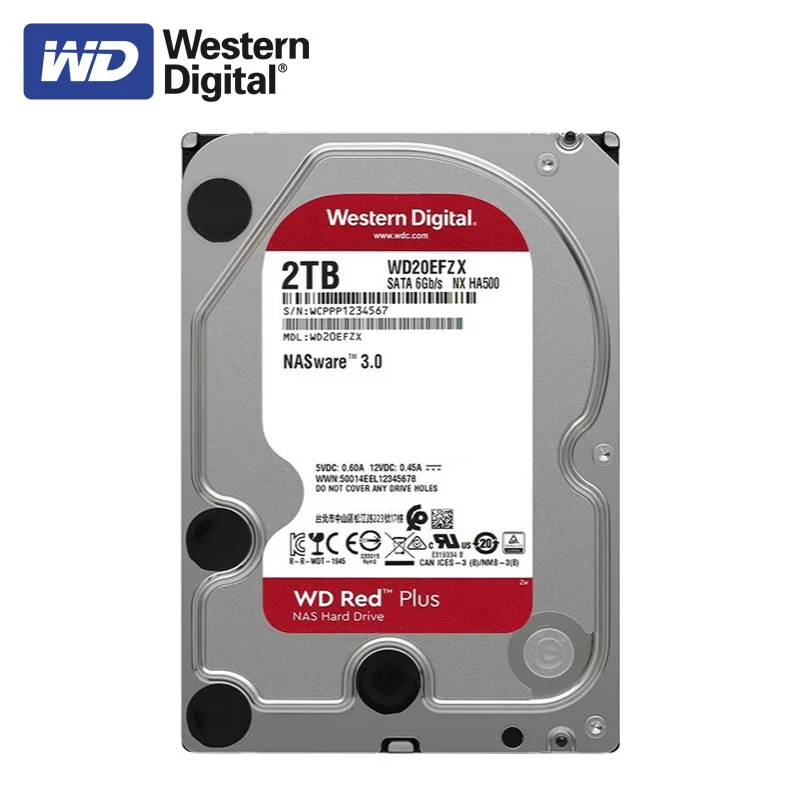 

WD Red Plus 2TB HDD 5400RPM 128MB 6Gb/s SATA3 Network Storage (NAS) Hard Drive for Desktop - WD20EFZX