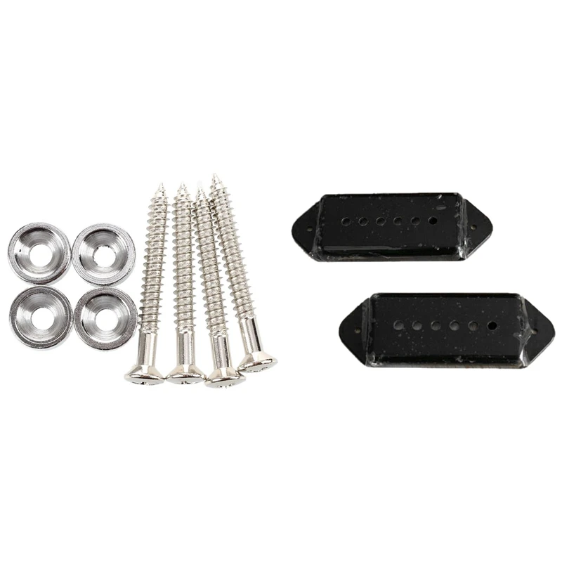 

1 Set Guitar Bass Neck Joint Ferrule Bushing Matching Screw & 1 Pair Guitar Pickup Covers BLACK (C42)