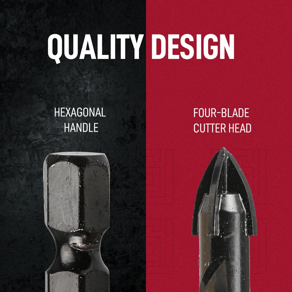 Набор сверл для стекла комплект из 1/2/3/4 насадок с шестигранным хвостовиком работ