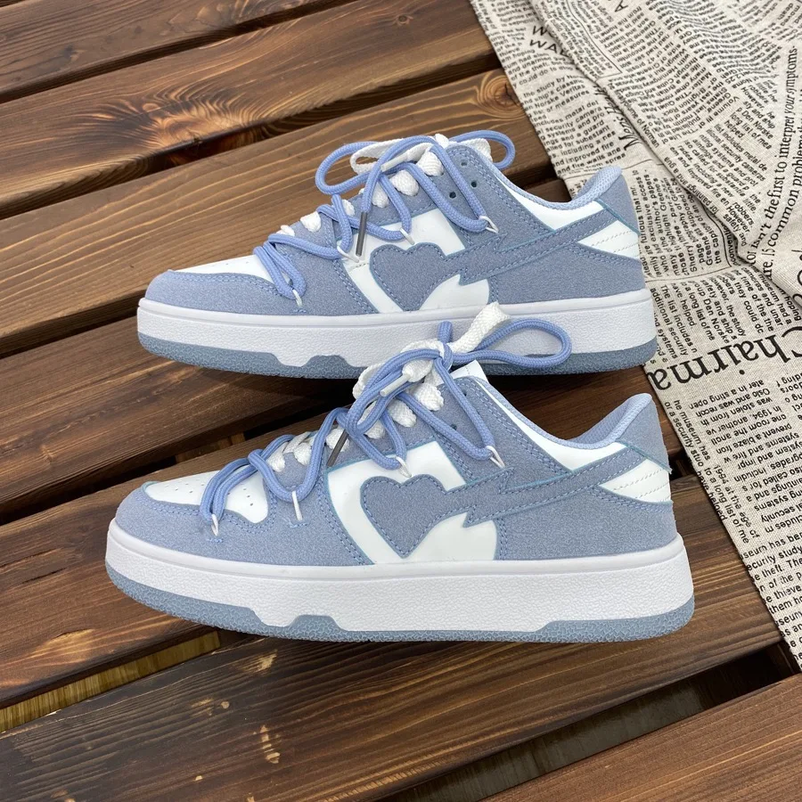 

2022 Heart Dunks New Type Slate Shoes Haze Blue Trend Love Pattern Breathable Student Casual Sneakers Female Men