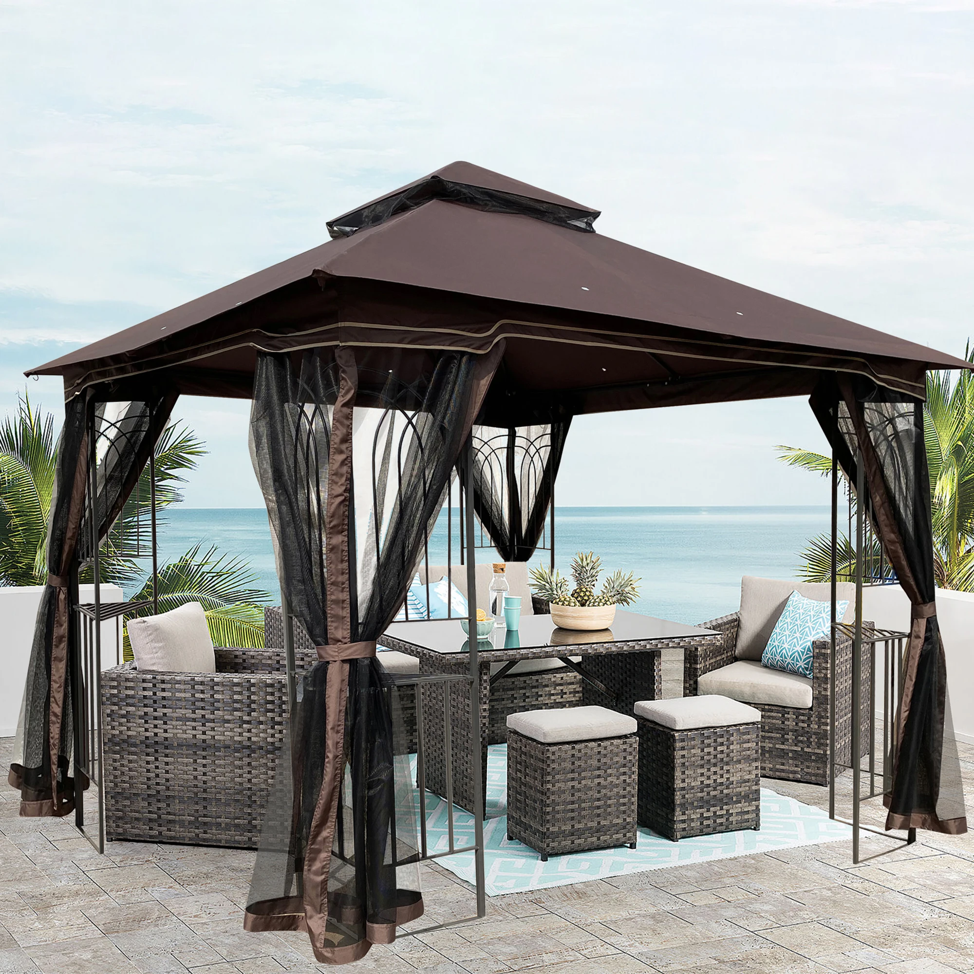 Tent With Ventilated Double Roof And Mosquito Net Suitable F