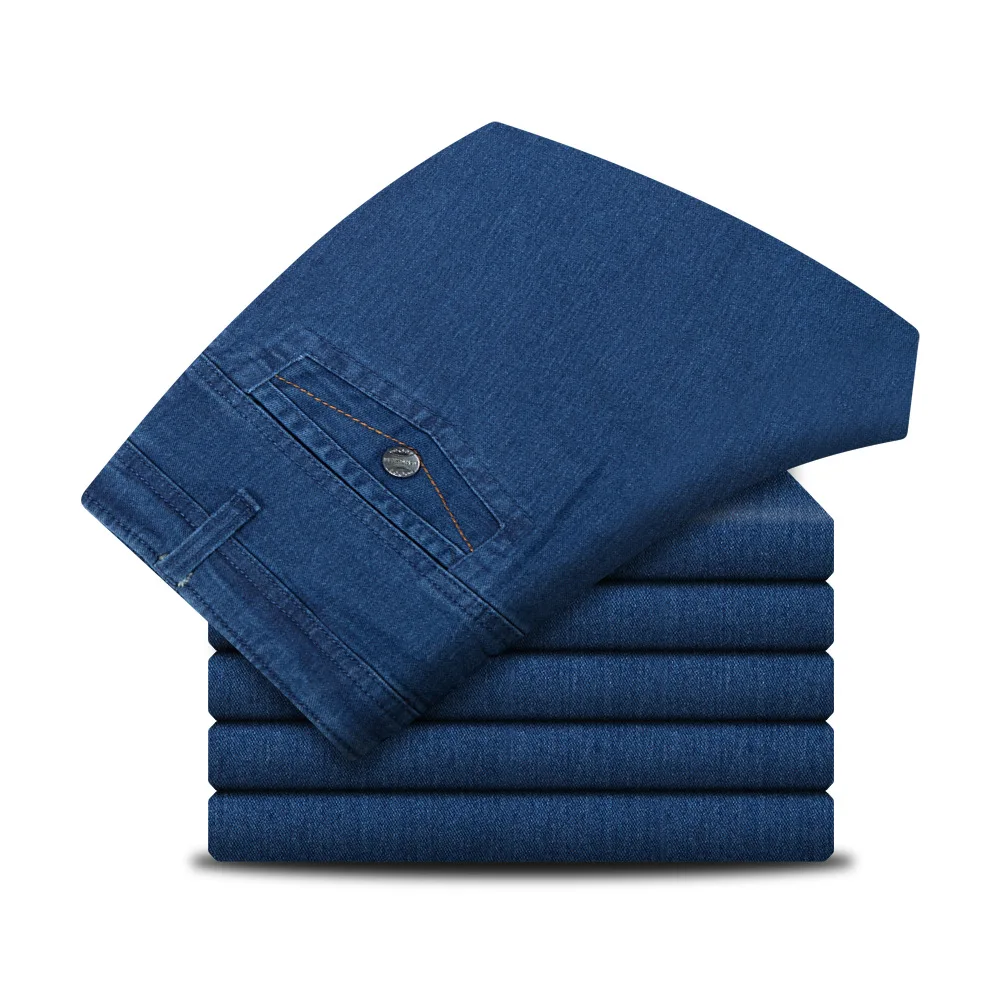 Summer Fashion Jean For Men Denim Casual Trousers Male 2022 Pant Sweatpant Plus Size Washed Full-Length Spring Elastic MOOWNUC