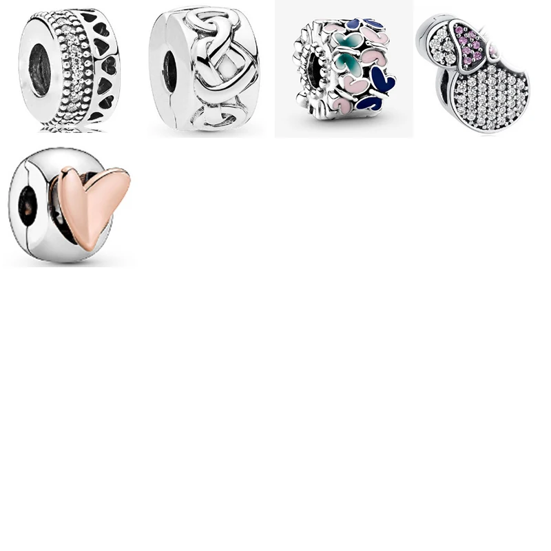 

2023 NEW 100% 925 Sterling Silver Creative Butterfly Heart Clip Spacers Charm Collocation Bracelet Fit DIY Original Jewelry Gift