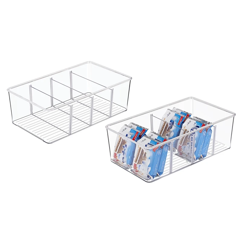 

Storage Bin Box with Dividers for Kitchen, Pantry, Fridge/Freezer Organization