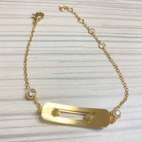 trendy cz crystal link bracelets bangles rhinestones sliding bead gold color zircon hand chain for women luxury brand jewelry