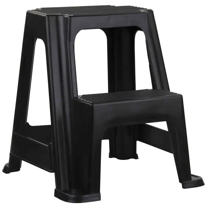 

Step Plastic Stool with Non-Slip Step Treads, Black, (2-)