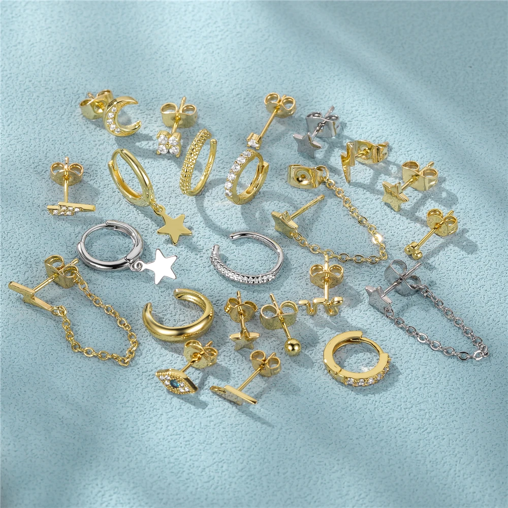 ROXI Ear Jewelry Set Moon Star Lightning Suit Earrings for Women Fashion Jewelrys Hoop Earring Piercing Pendientes Casual
