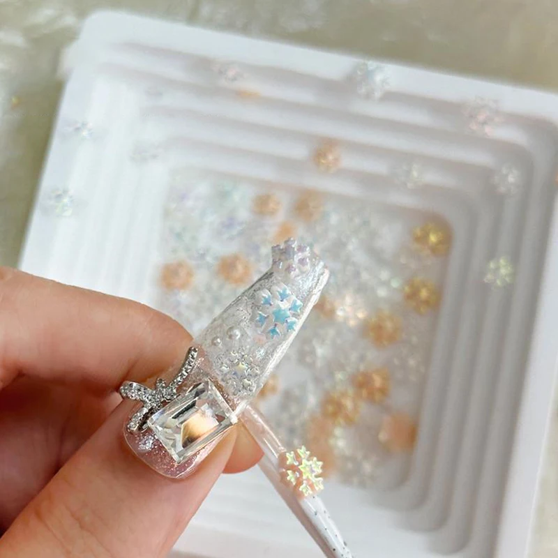 50 шт. 3D рождественские снежинки блестящие блестки для ногтей смешанный дизайн