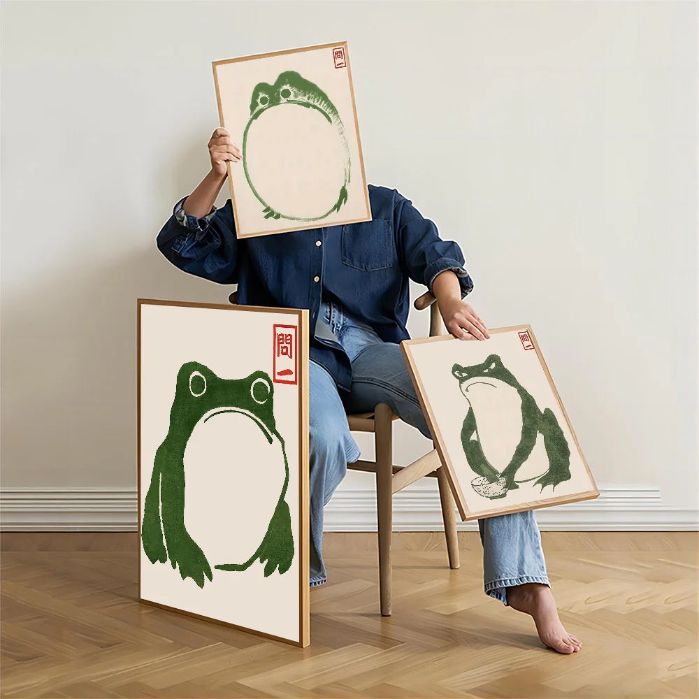 Matsumoto Hoji Frog Self-adhesive Art Poster Whitepaper Sticker DIY Room Bar Cafe Wall Decor