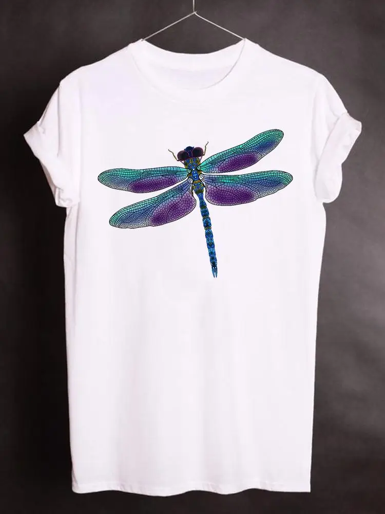 

Women Clothing Print T Shirt Short Sleeve Clothes Summer Dragonfly Lovely Cute Fashion Graphic T-shirt Kawaii Basic Tee Top
