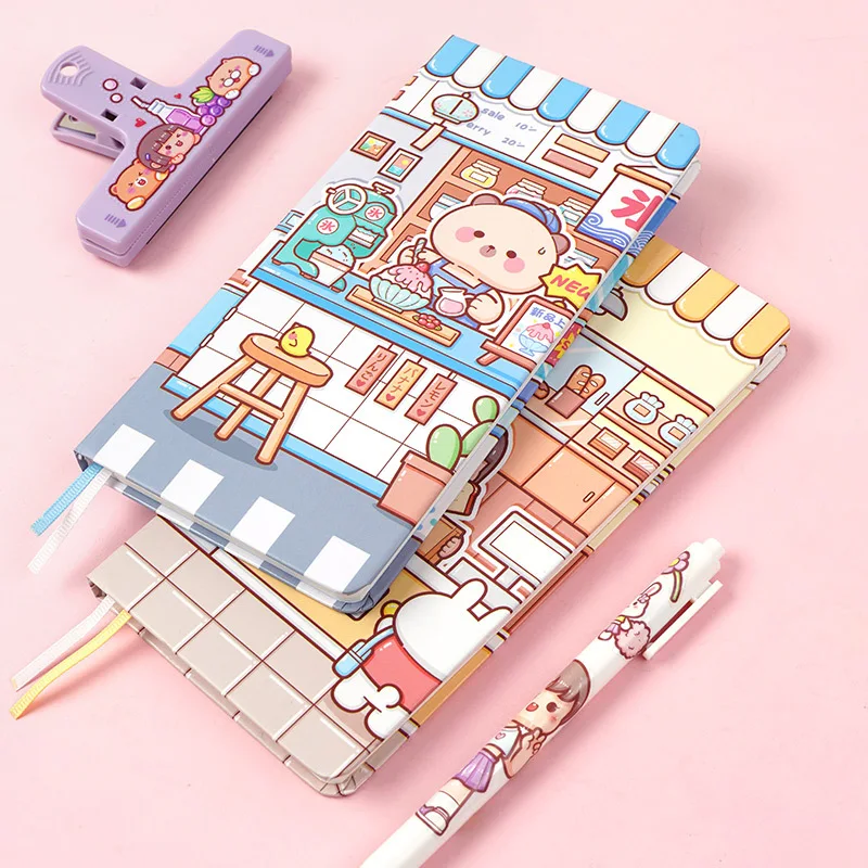 

Милый мультяшный блокнот, блокнот с сеткой для страниц, дневник, Еженедельный планировщик, планировка маршрута, технические принадлежности