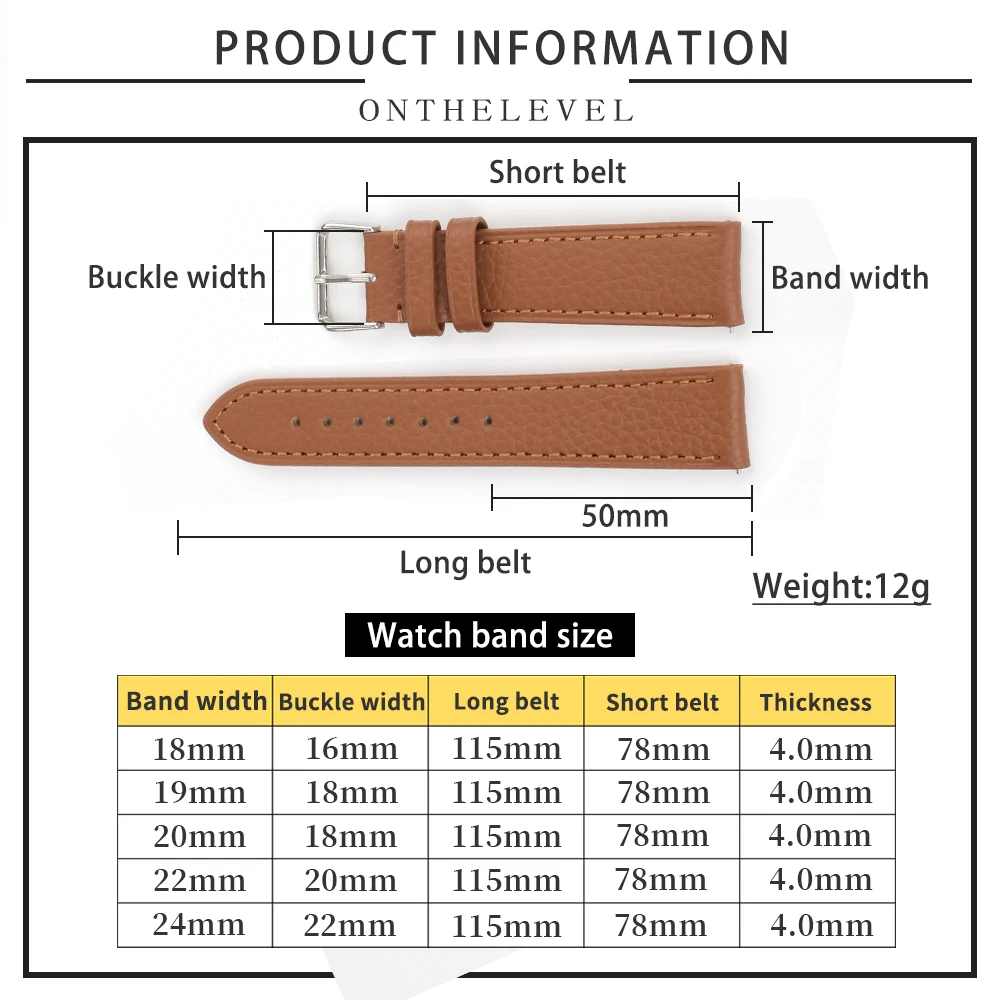 Кожаный ремешок с узором личи 16 мм 18 19 20 22 быстросъемный для часов женщин и мужчин