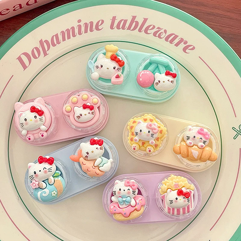 Милый чехол для контактных линз Hello Kitty Sanrio Kt Cat портативная коробка красоты