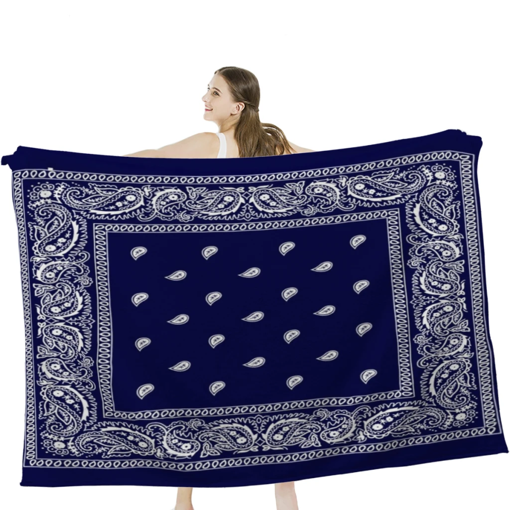 

Bandana Blue Throw Blanket Soft Velvet Blanket Travel Bedding Blanket