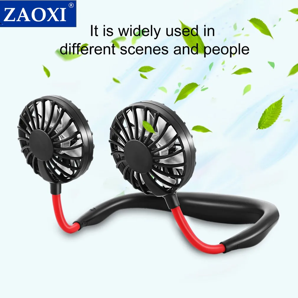 

ZAOXI 2022 Mini Neck Fan Usb Draagbare Ventilator Handsfree Oplaadbare Batterij Kleine Draagbare For Sport Fan 2000mA Bureau