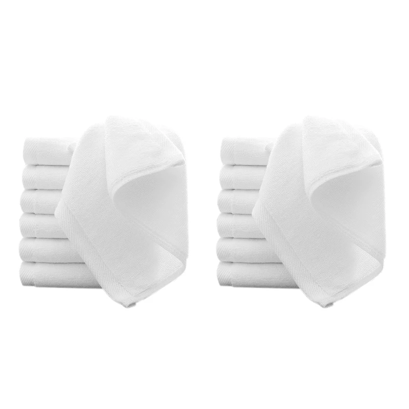 

14PCS Towels Cotton White Superior Hotel Quality Soft Face Hand Towels 30X30cm