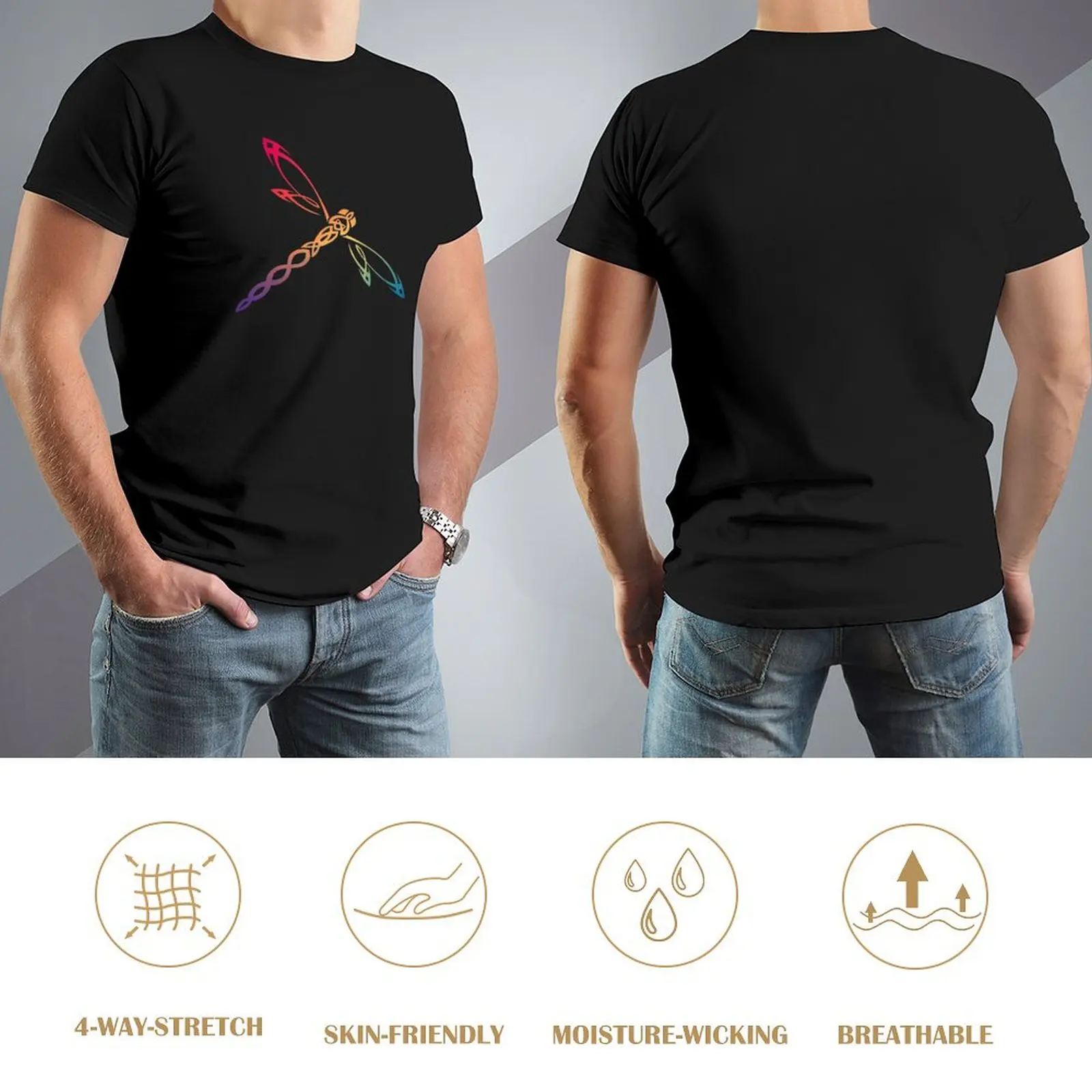 Футболка Dragonfly Sassenach Gaelic Rainbow Tribal design простая мужская одежда футболки для мужчин