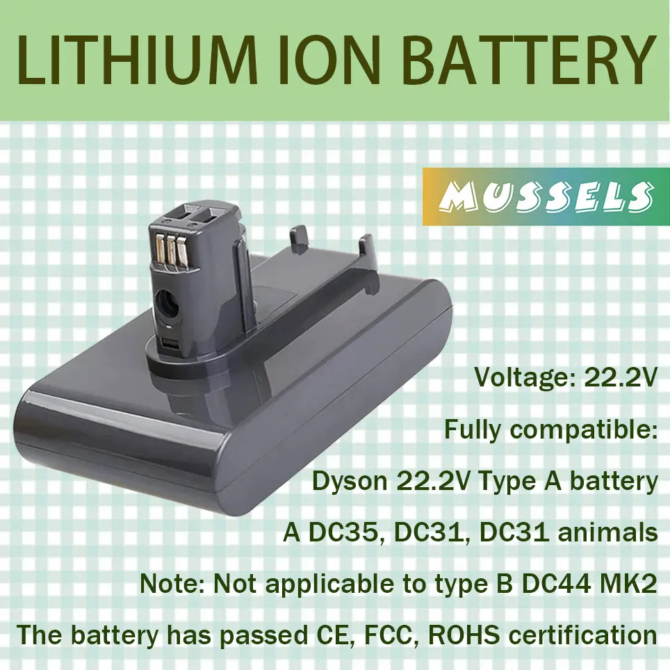 

BATTOOL battery compatible with Dyson type A battery DC34 DC31 DC35 DC44 917083-01 handheld vacuum cleaner