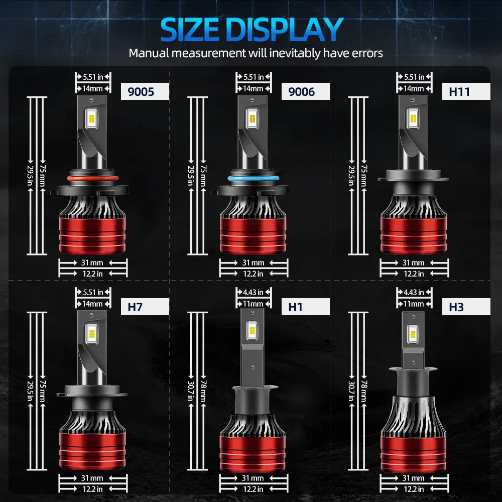 ZTZPIE Светодиодные Автомобильные Фары 6000K CSP 3570 Чипов 380 Вт Лм HB3 HB4 9005 9006 H1 H7 H4 H11