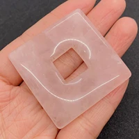 fashion natural stone square pendant reiki pink crystal 45mm35mm28mm for diy making earrings necklace bracelet accessories